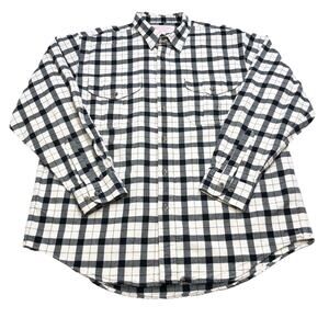 CC Filson Mens Size XL Heavy Duty Creme Black Alaskan Guide Plaid Flannel Shirt